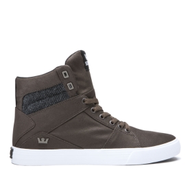 Supra Mens ALUMINUM High Top Shoes Demitasse/Black/White | US-53550